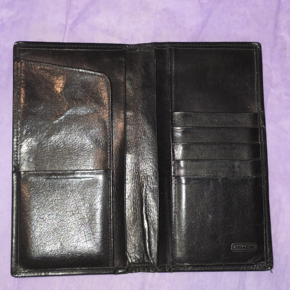 Vintage Classic COACH Checkbook, Credit Card Black Leather Wallet - Picture 8 of 14